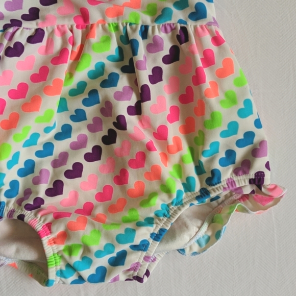 children's place neon colorful hearts one piece swimsuit 6 months baby girl - Picture 2 of 7
